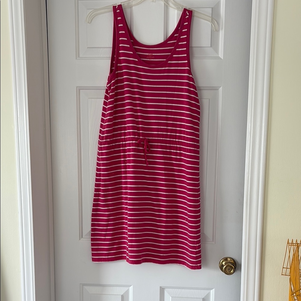 Pink and White Striped Sleeveless Dress